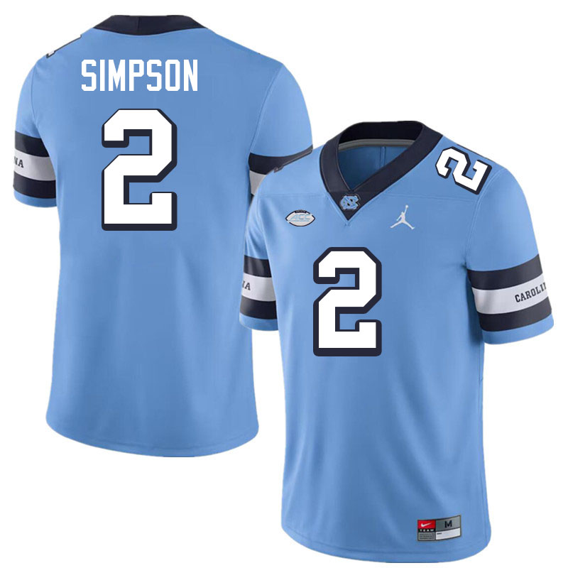 #2 Andrew Simpson North Carolina Tar Heels Jerseys,Apparels,Uniforms Stitched-Throwback Blue